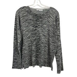 Gerard Darel Gray Zebra Crewneck Pullover‎ Sweater Wool Cashmere Size 3, Large